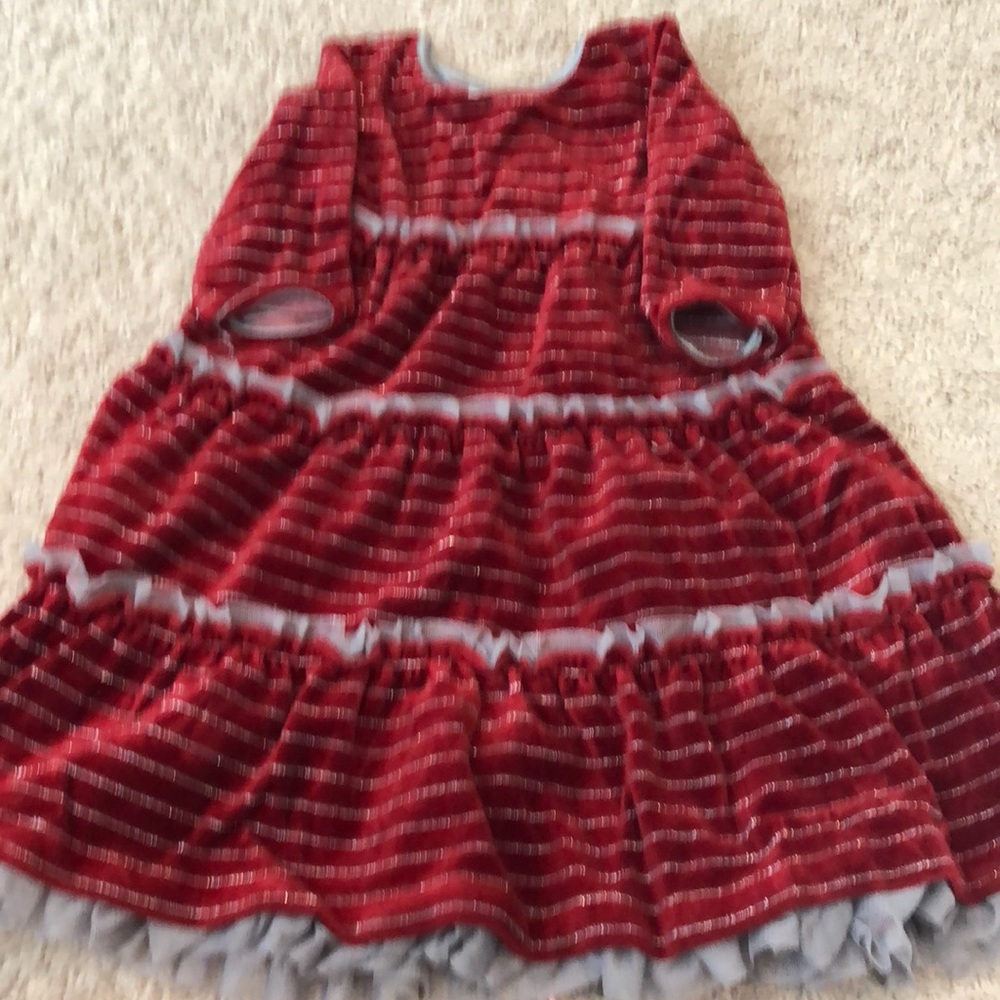 Hanna Andersson velvet dress- red and silver